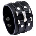 Modyle Punk Vintage Men Genuine Leather Bracelets Wide Black Brown Cuff Wrap Bracelets Bangles for Women Men Jewelry Gifts. 