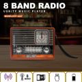 KTF-1647 Bluetooth, AUX, USB, TF Card & FM/AM/SW 8 Band Radio Supported Speaker With Clock & LED Flashlight.