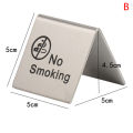 Stainless Steel No Smoking Sign Double Sided Table Top Compliance Signs. 