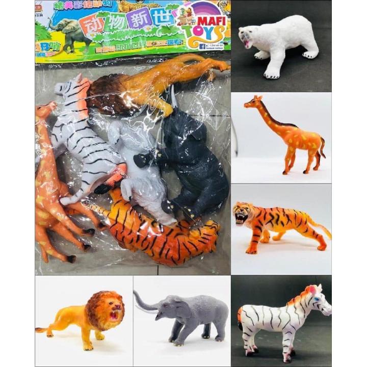 6 Pieces Plastic Mini Jungle Animals Toys Animal Collection For Kids Education Toy - Multicolor