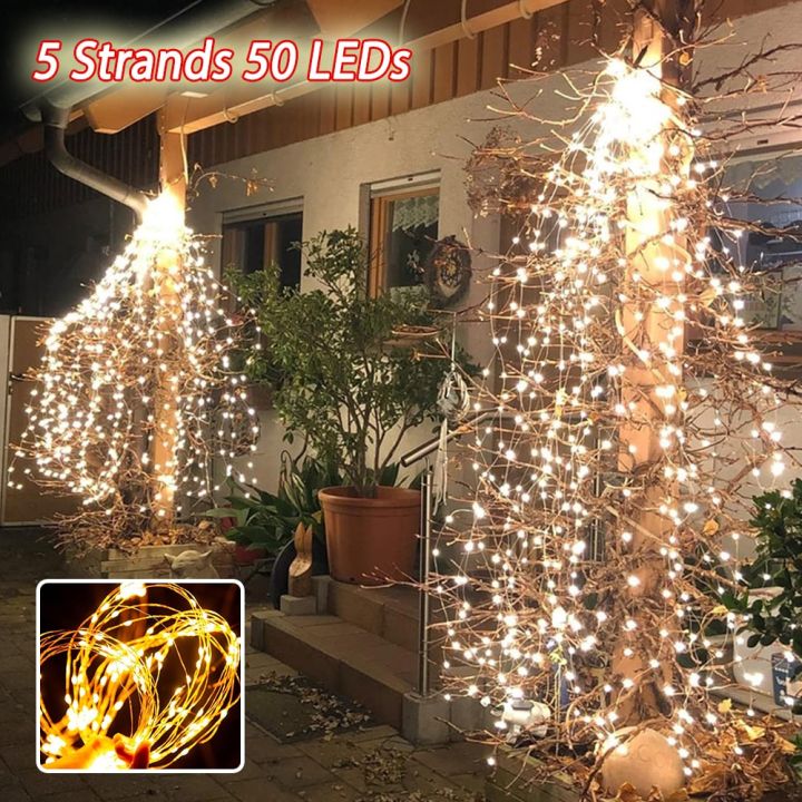 LED Christmas Tree Waterfall Fairy Lights Battery Operated Outdoor