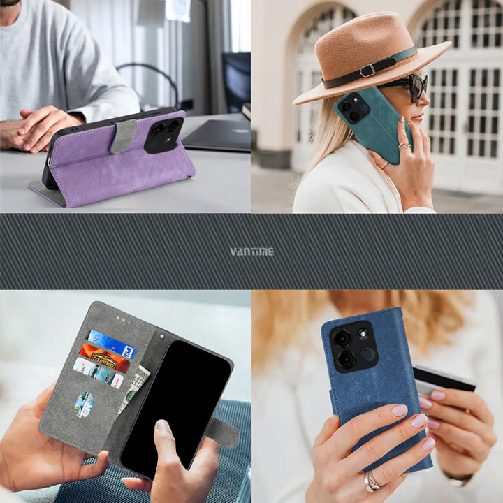 Vantime%20for%20itel%20A60%20/%20A60s%204G%20PU%20Leather%20Wallet%20Case%20RFID%20Blocking%20Card%20Holder%20Flip%20Stand%20Shockproof%20Cover%20-%20Image%203