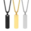 Fashionable Boys Pendant and Bar Necklace for Men, Stainless Steel Black.