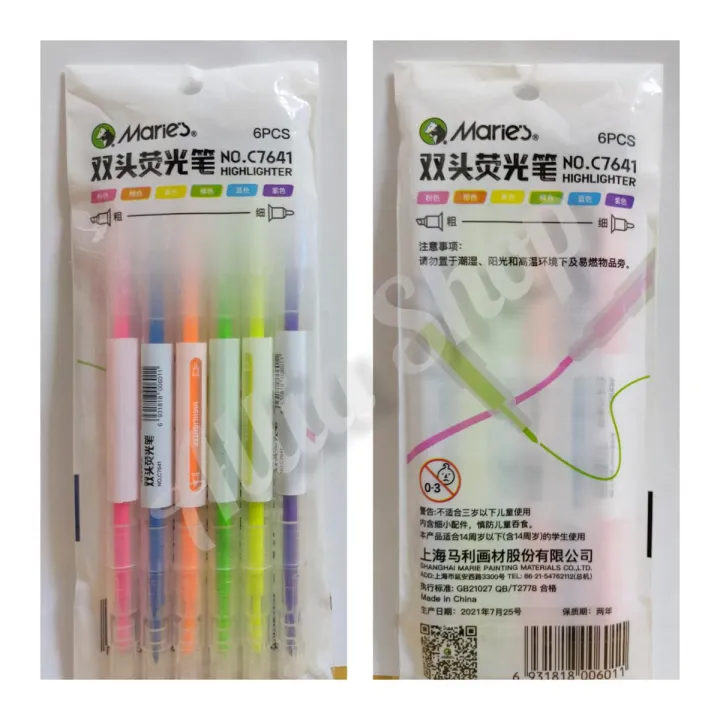 Marie's Double-Headed Highlighter Pen 6 Colors (Multicolor)
