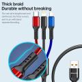3 in 1 USB Charging Cable Fast Charger Cord Type C Micro USB iPhone High-Speed Data Transfer. 