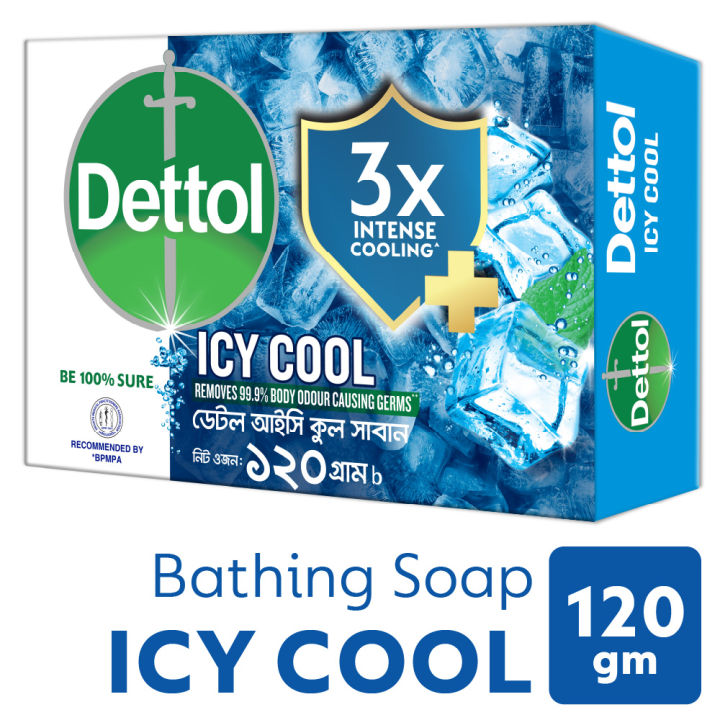 Dettol Soap Cool 120gm Bathing Bar, Soap with Crispy Menthol