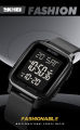 SKMEI 1858 Square Waterproof Calendar Countdown Electronic Digital Dual Display LED Luminous Watch.