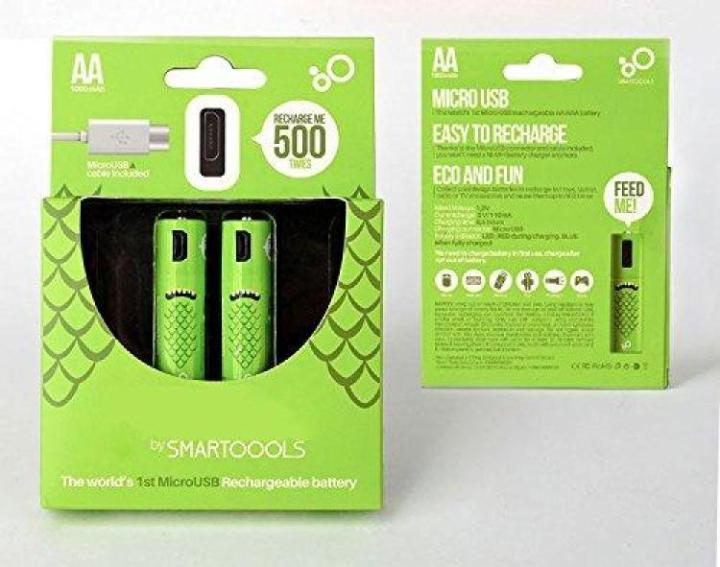 Smart Tools AA 1000mAh Micro USB Rechargeable 2 Pack Battery with Free Delivery