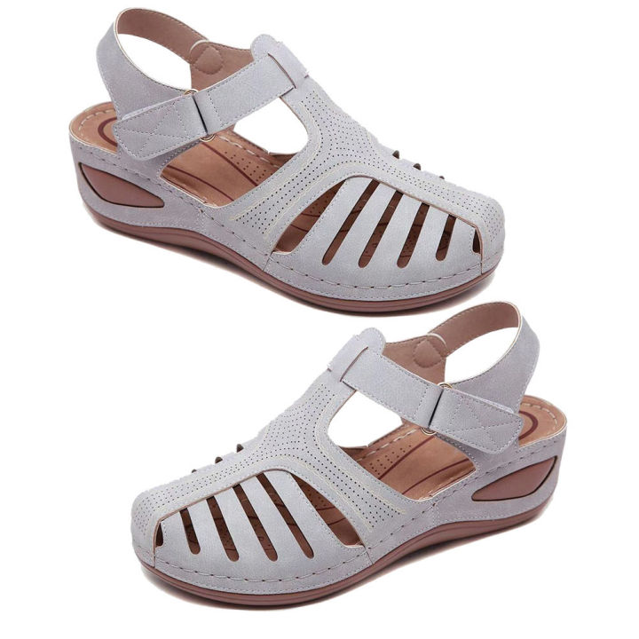 Women%20Shoes%20Summer%20Retro%20Hook%20Loop%20Closure%20Non-slip%20Hollow%20Beach%20Wedge%20Sandals%20-%20Image%204