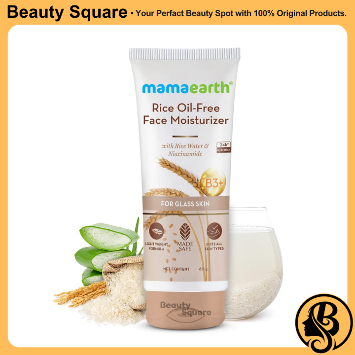 Mamaearth Rice Oil-Free Face Moisturizer for Oily Skin, With Rice Water & Niacinamide for Glass Skin - 80 g