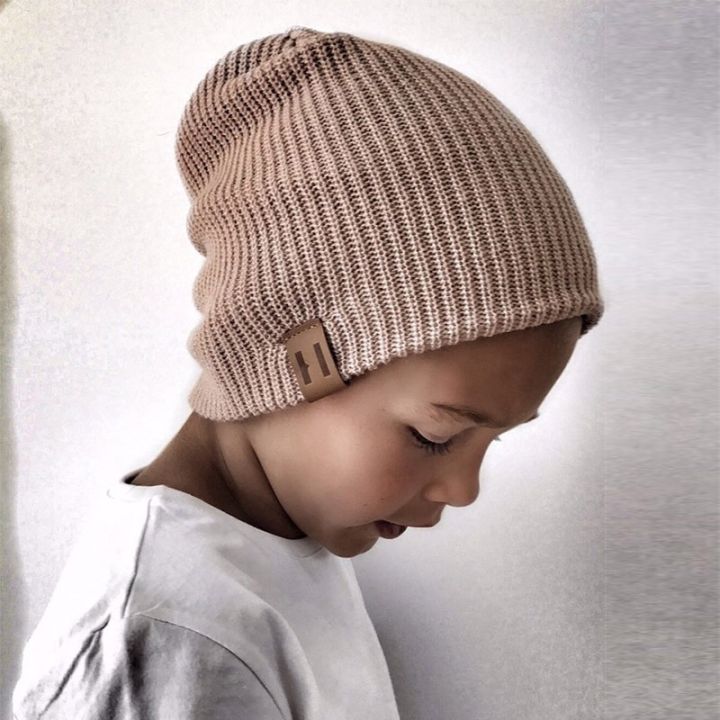 Winter%20Knitted%20Baby%20Hats%20Leather%20Label%20Children%20Caps%20Mother%20Kids%20Beanie%20Bonnet%20-%20Image%205