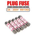 3ps- 3A 250V Ceramic fast blow Fuse (25x6mm) British Standard BS1362. 