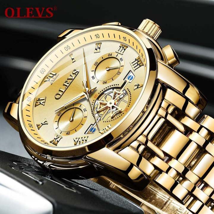 Olevs 2859 Stainless Steel premium quality waterproof Chronograph Watch