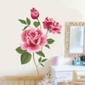 Romantic  3D Rose Flower Blossom Wall Stickers Furnishings  Living Room TV Decoration Wall Sticker Home Decor Decal Art. 