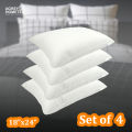 Fiber Head Pillow, Cotton Fabric, (18"x24"), Set of 4.