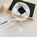 2022 Pleated Satin Scarf for Women Neckerchief Ribbon Square Skinny Hair Tie Band Kerchief Satin Foulard Scarves Headscarf. 