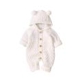 (NEW)it Newborn Baby Winter Hoodie Romper, Long Sleeve Knitted Solid Color Button Jumpsuit.