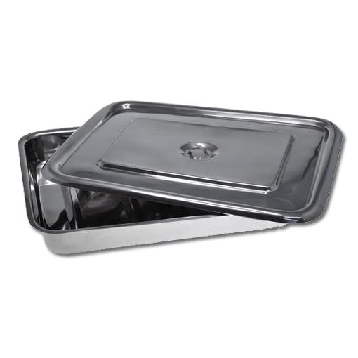 Stainless Steel Instrument Tray With Lid Medical Dental Storage Box Case For Dressing and others Size (8 x 10) inches