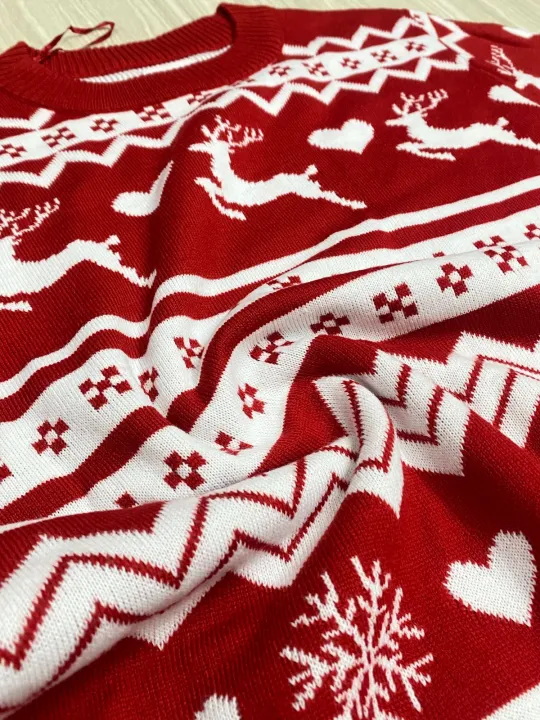 Women's%20Christmas%20Sweater%20Long%20Sleeve%20Crew%20Neck%20Pullover%20Red%20Color%20Block%20Knitwear%20-%20Image%203
