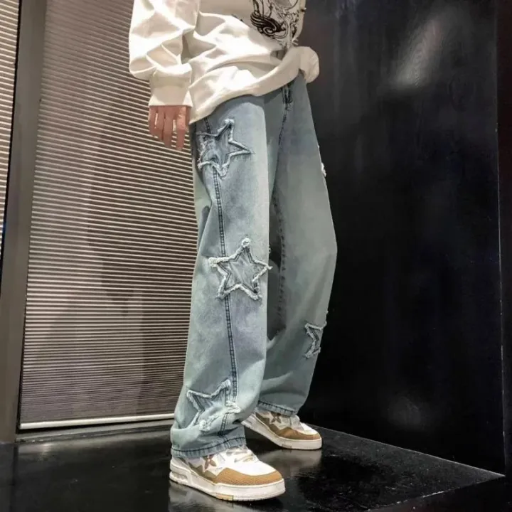 New%20Men's%20Star%20Embroidered%20Fashion%20Loose%20Jeans%20Y2K%20High%20Street%20Hip%20Hop%20Stretch%20Soft%20Straight%20Wide%20Leg%20Denim%20Trousers%20Male%20-%20Image%203