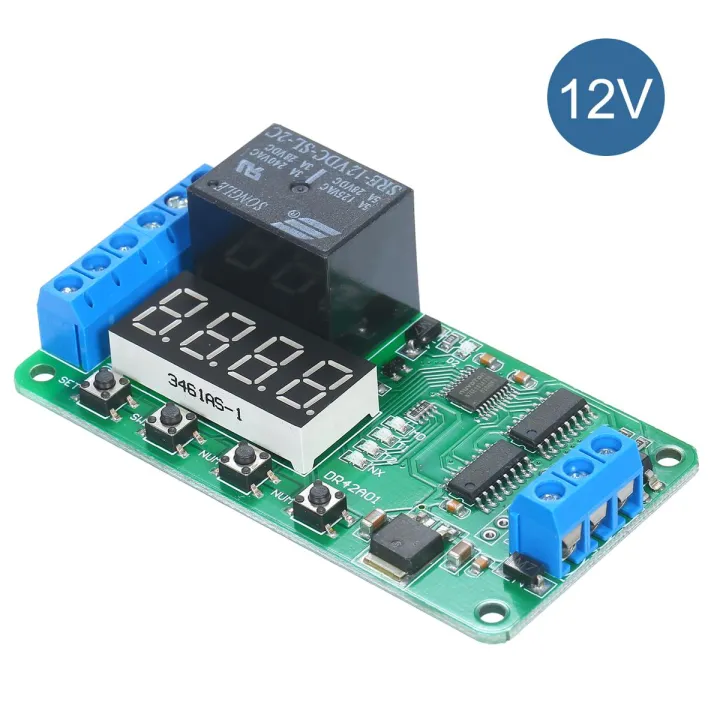 KOGEEK Double Channel 12V Nixie Tube DPDT Relay Board Double-pole Double-throw Multi-function Time Dela-y Relay Module Time Timer Switch
