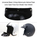 Universal Black 3-Snap Motorcycle Helmet Peak Lens Open Face Sun Shade Visor Shield. 