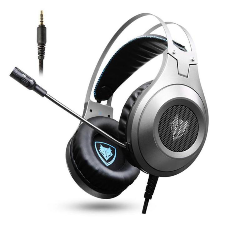 N2 PS4 PC Headset Gaming Earphones Gamer Headphones with Microphone Headset Mic for Computer Laptop Playstation 4 New Xbox 1 Game (Black Silver)