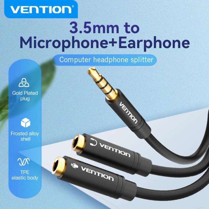 VENTION BBVBY 4 Pole 3.5mm Male to 2*3.5mm Female Stereo Splitter Cable - 0.3 Meter
