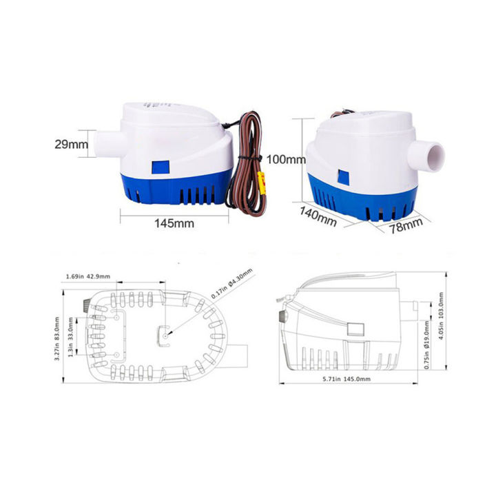 KOGEEK%20DC12V/24V%20600/750/1100GPH%20Automatic%20Bilge%20Pump%20Submersible%20Boat%20Water%20Pump%20Electric%20with%20Float%20Switch%20Marine%20Equipment%20-%20Image%202