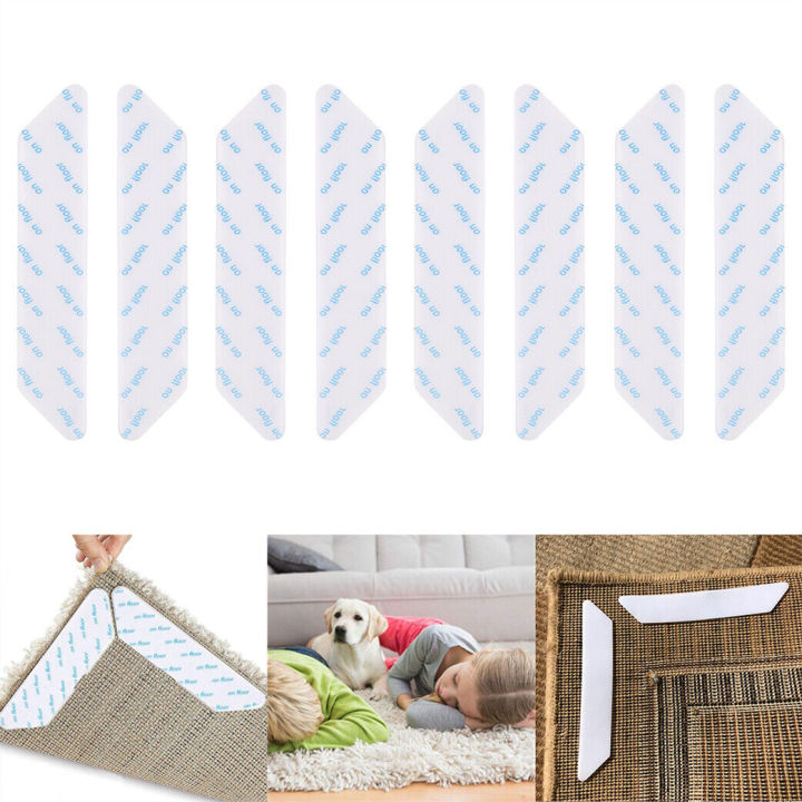 Stiup 8pcs 130*25*2mm Reusable Rug Gripper Anti-Slip Tape Carpet Mat Grip Wooden Floor Rug Underlay Protection For Ceramic,Hardwood,Floors,Tile,Mats,