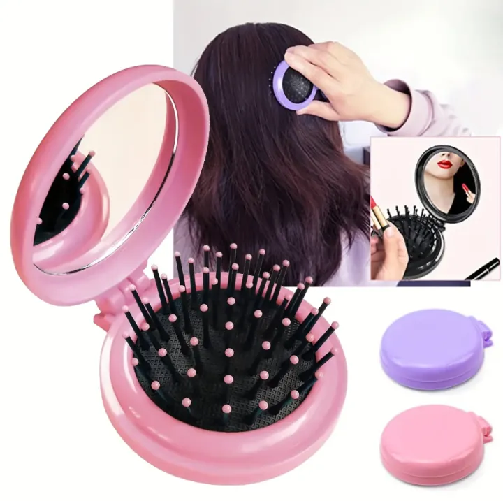 2-In-1%20Folding%20Mini%20Hair%20Brush%20With%20Makeup%20Mirror%20Travel%20Pocket%20Hair%20Brush%20With%20Mirror%20For%20Women/Girls%20-%20Image%202