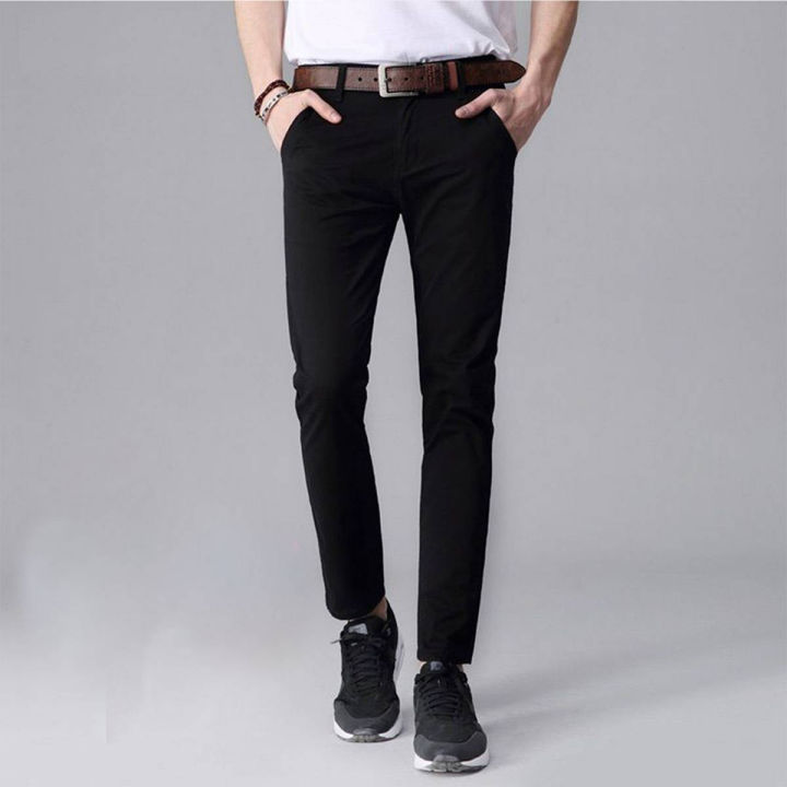 Slim-Fit Chino Gabardine Pants - Black