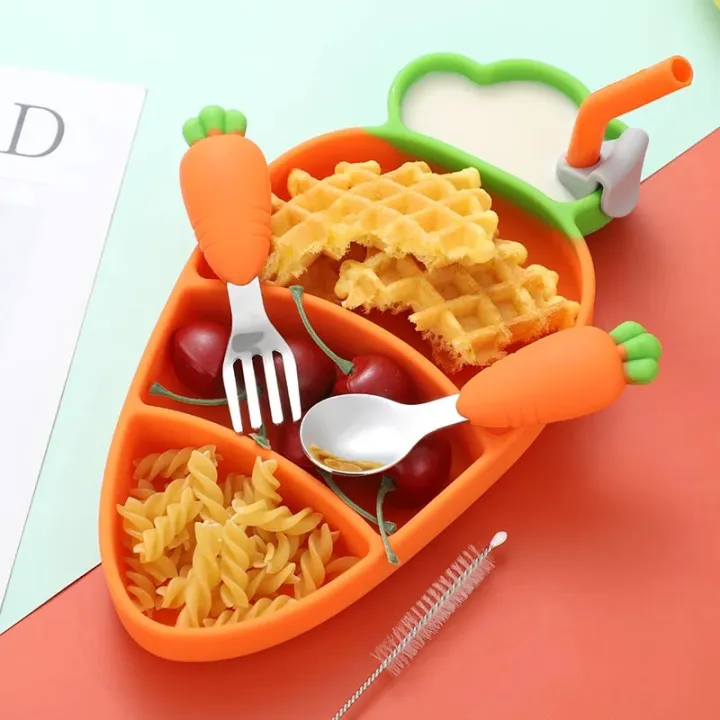 %E3%80%90NEW%E3%80%91%20Children%20Silicone%20Dinner%20Pate%20Carrot%20Bowl%20Stainless%20Steel%20Fork%20Spoon%20Tableware%20Set%20Baby%20Food%20Supplementary%20Meal%20Plate%20Baby%20Stuff%20-%20Image%203