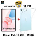 For Honor Pad 10 Display Size  12.1 Inches Transparent Crystal Clear Back Case Cover + Tempered Glass Protector for Honor Pad 10 ( 2 in 1 Combo Pack ). 