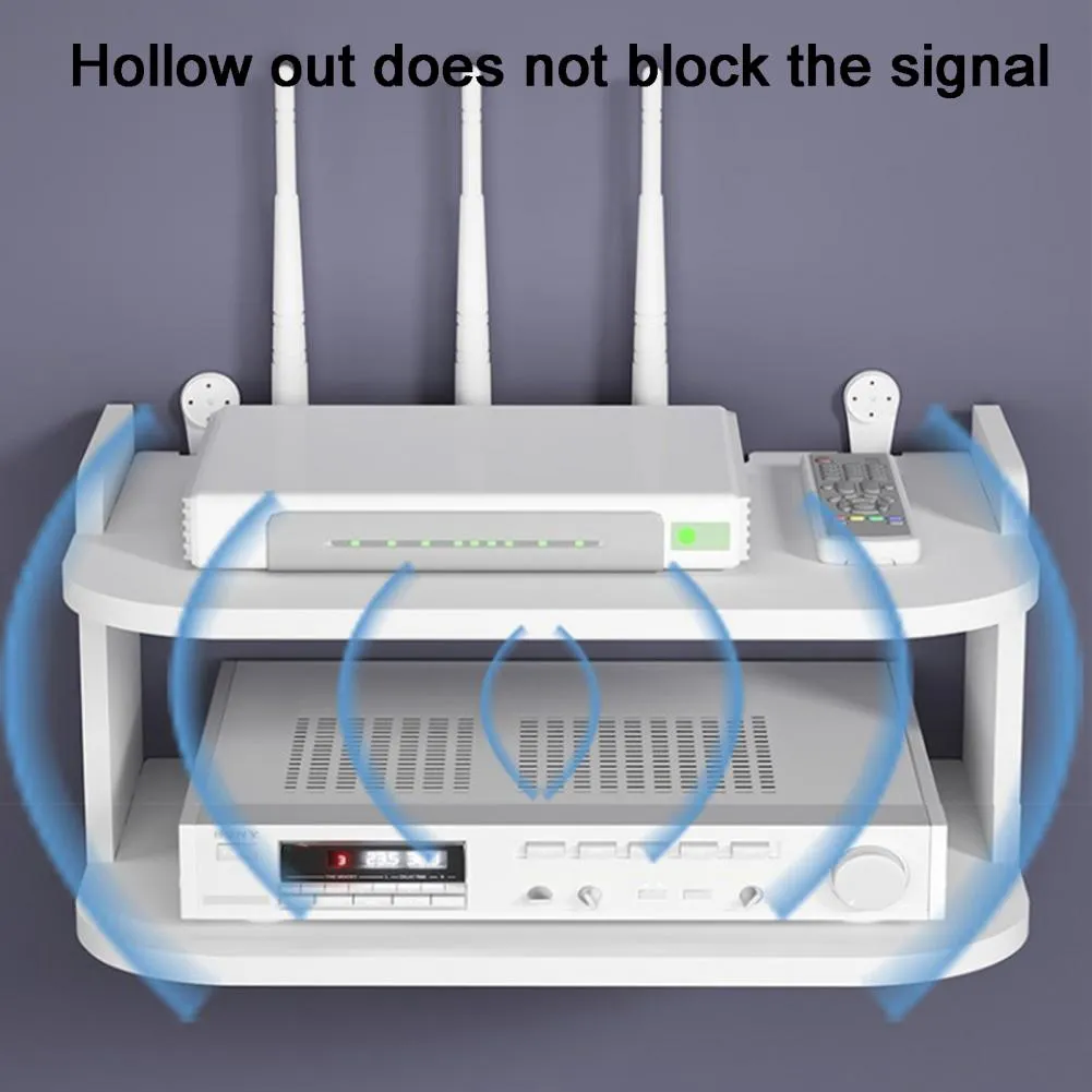 New Wifi Router Stand Double Layer Wall Mounted Home decorator PVC ...