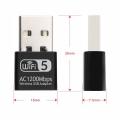 1200Mbps Mini USB2.0 Wireless WiFi Adapter Dual Band 2.4G 5G High Speed Network Card 802.11AC Receiver Dongle for Laptop Desktop. 