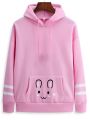 Good Quality Women Cute Bunny Printed Cotton Hoodie For Winter. 
