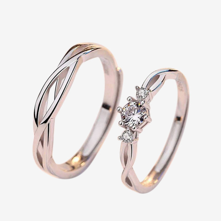 Crystal Couple Heart Ring For Lovers Men Women(Null) - Ring For Girls