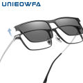 Pure Titanium Magnetic Clip on Glasses Frame Men Myopia Prescription Big Eyeglasses Frame 3 in 1 Night Vision Polarized Eyewear. 