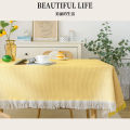ins style, cotton and linen tablecloth, small round table, light luxury, high-end sense of birthday, long table, Japanese coffee table, cloth dormitory, French. 