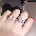 Rose Gold Plated Simulated Diamond Rings Rose Classic Wedding Rings for Women Girls.