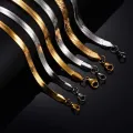 1PC Width 4mm/5mm/6mm Stainless Steel Flat Snake Chain Necklace Jewelry for Men Women. 