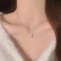 Cute Bow Heart Pendant Necklace with Elegant Pink Zircon Classic Simple Style for Ladies & Women Pendant Necklaces for Anniversary Weddings & Parties Jewelry Gift.
