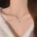 Cute Bow Heart Pendant Necklace with Elegant Pink Zircon Classic Simple Style for Ladies & Women Pendant Necklaces for Anniversary Weddings & Parties Jewelry Gift.