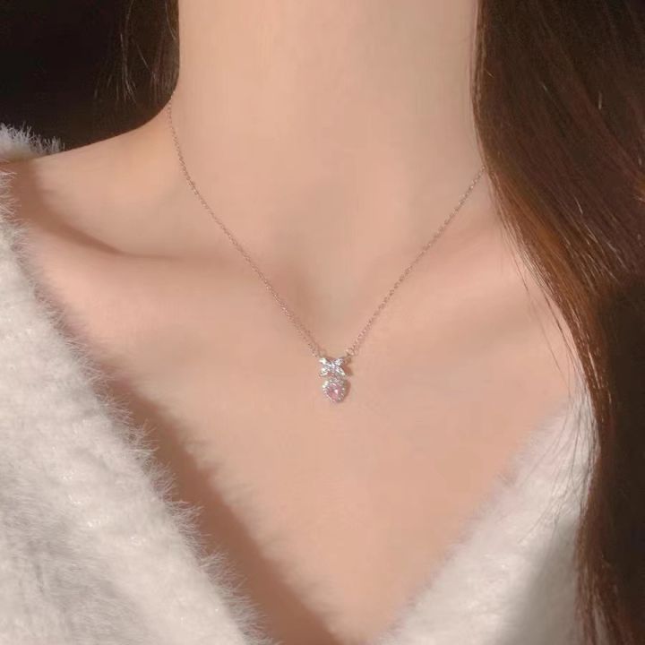 Cute%20Bow%20Heart%20Pendant%20Necklace%20with%20Elegant%20Pink%20Zircon%20Classic%20Simple%20Style%20for%20Ladies%20&%20Women%20Pendant%20Necklaces%20for%20Anniversary%20Weddings%20&%20Parties%20Jewelry%20Gift%20-%20Image%207