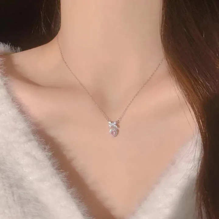 Cute%20Bow%20Heart%20Pendant%20Necklace%20with%20Elegant%20Pink%20Zircon%20Classic%20Simple%20Style%20for%20Ladies%20&%20Women%20Pendant%20Necklaces%20for%20Anniversary%20Weddings%20&%20Parties%20Jewelry%20Gift%20-%20Image%207