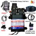 Motorcycle Car Washing Double Hi Pressure Machine, Dual Hi Pressure Water Pump Full Set Combo with 15ft Hose Pipe - Spray Gun - Water Pump - Power Adapter - Pipe Clamp for Bike/Car Wash & Garden Irrigation, Motorcycle Wash Pump. 