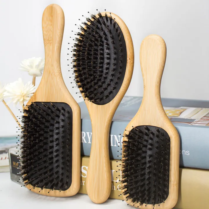 Wooden%20Hair%20Brush%20Anti-Static%20Scalp%20Massage%20Comb%20with%20Boar%20Bristle%20Air%20Cushion%20Comb%20for%20Women%20Men%20Wet%20and%20Dry%20Hair%20-%20Image%203