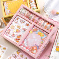 【A village Store】Kawaii Washi Masking Tape Sticker Memo Pad Set 3in1(10 Rolls Stickers+30 Sheets Memo Pad) Cute Stationery Label.