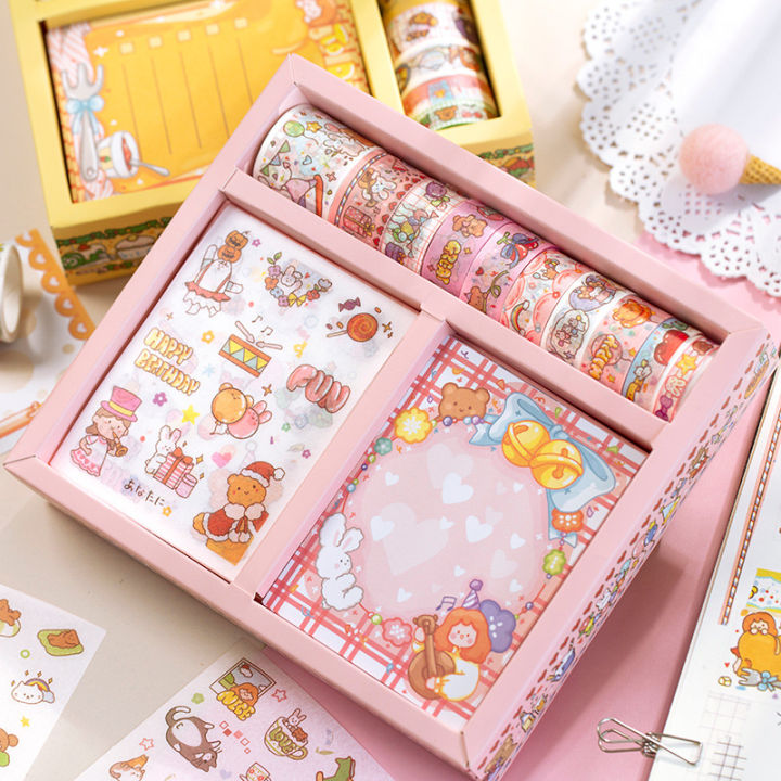 %E3%80%90A%20village%20Store%E3%80%91Kawaii%20Washi%20Masking%20Tape%20Sticker%20Memo%20Pad%20Set%203in1(10%20Rolls%20Stickers+30%20Sheets%20Memo%20Pad)%20Cute%20Stationery%20Label%20-%20Image%202